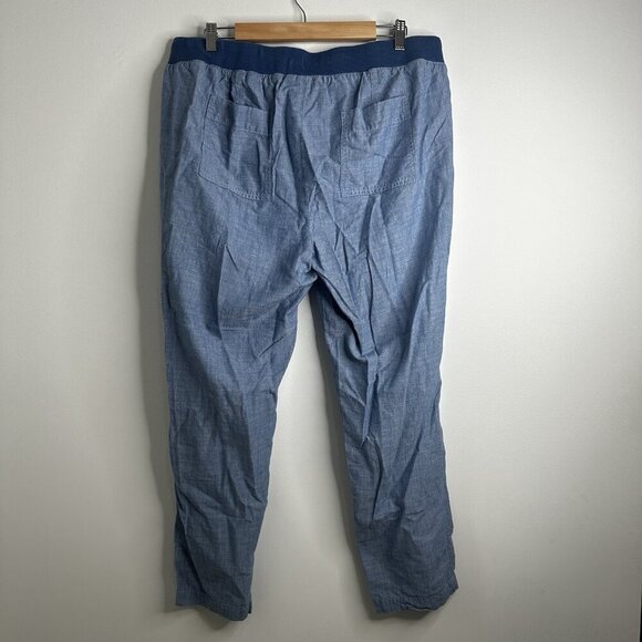 Talbots Pants Womens 14W Cotton Chambray Drawstring Elastic Waist Pull On Casual - Picture 8 of 12